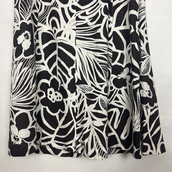 Women's Floral Sleeveless Brown White Midi Button Down Dress Size Medium - Picture 8 of 10